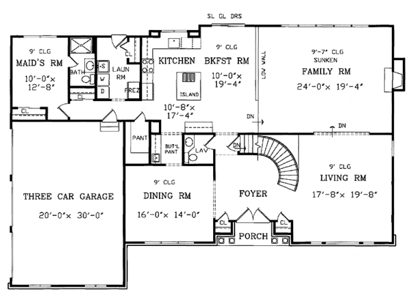 House Design - Traditional Floor Plan - Main Floor Plan #314-190