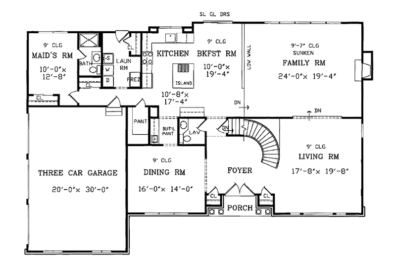 Home Plan - Floor Plan - Main Floor for Traditional House Plan #314-190 - 5 bed, 4.5 bath