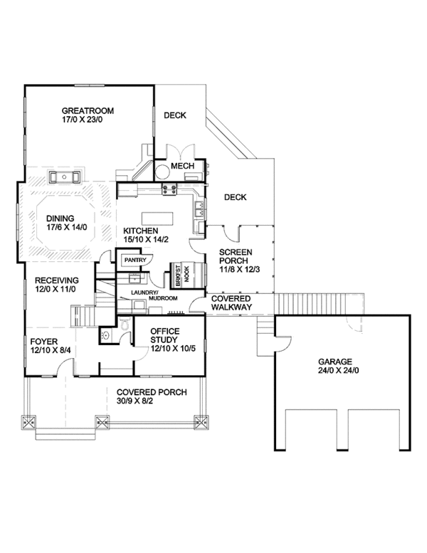 Dream House Plan - Traditional Floor Plan - Main Floor Plan #939-3