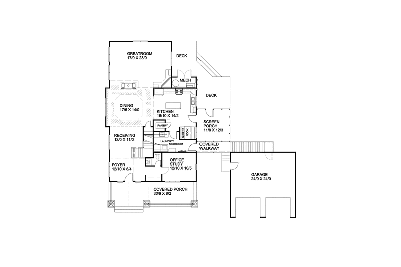 Home Plan - Floor Plan - Main Floor for Traditional House Plan #939-3 - 4 bed, 2.5 bath
