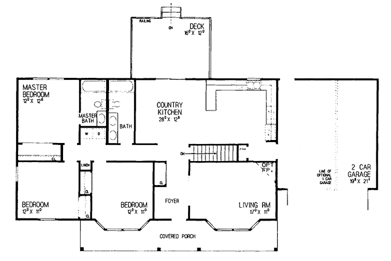 Dream House Plan - Floor Plan - Main Floor for Ranch House Plan #72-1027 - 3 bed, 2 bath