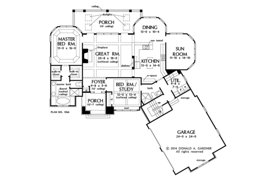Floor Plan - Main Floor for Ranch House Plan #929-995 - 2 bed, 2 bath