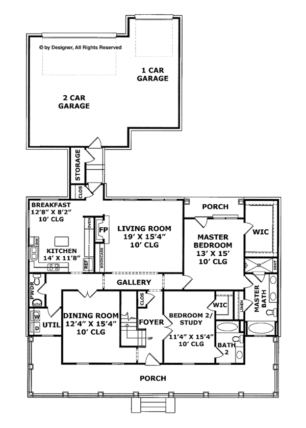 Architectural House Design - Colonial Floor Plan - Main Floor Plan #952-199