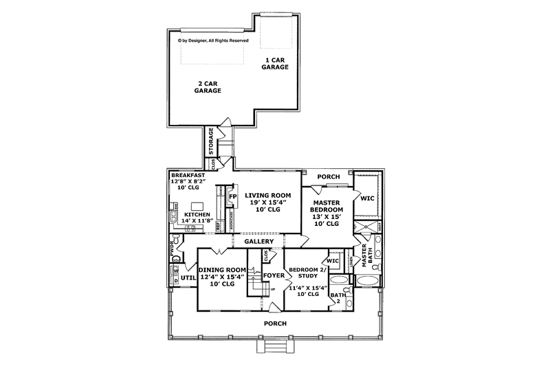 Home Plan - Floor Plan - Main Floor for Colonial House Plan #952-199 - 4 bed, 3.5 bath