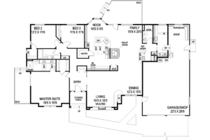 Floor Plan - Main Floor for Ranch House Plan #60-1000 - 3 bed, 3 bath