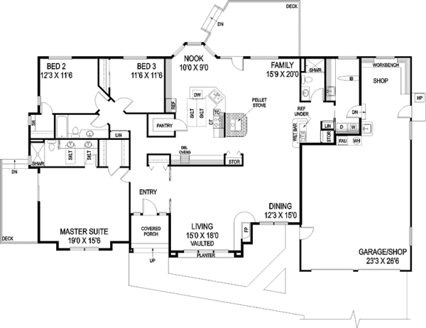 House Blueprint - Ranch Floor Plan - Main Floor Plan #60-1000
