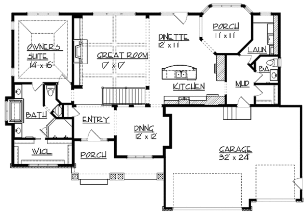 House Blueprint - Prairie Floor Plan - Main Floor Plan #320-1005