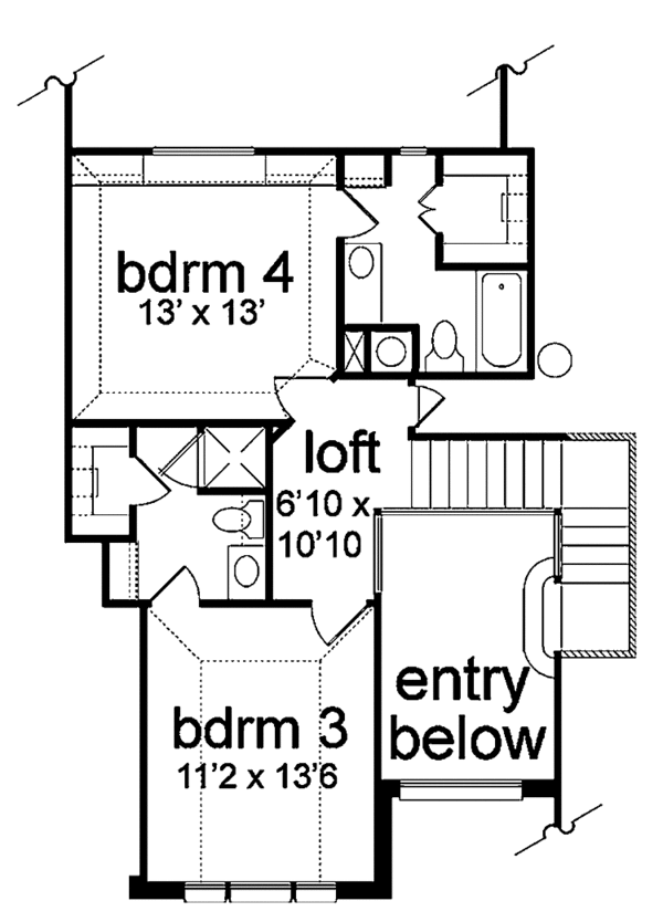 House Design - European Floor Plan - Upper Floor Plan #84-712