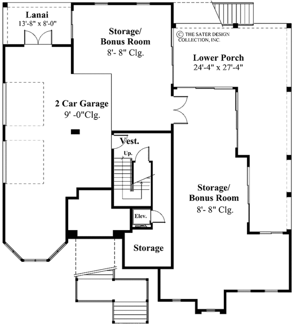 Architectural House Design - Mediterranean Floor Plan - Lower Floor Plan #930-131