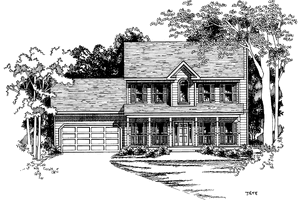Exterior - Front Elevation 3 for Classical House Plan #927-47 - 3 bed, 2.5 bath