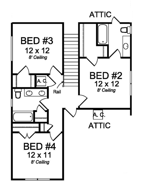 Home Plan - Country Floor Plan - Upper Floor Plan #513-2163