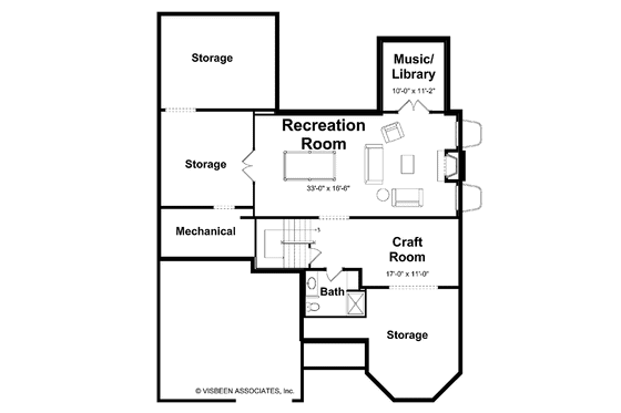 Floor Plan - Lower Floor for Traditional House Plan #928-70 - 4 bed, 3.5 bath