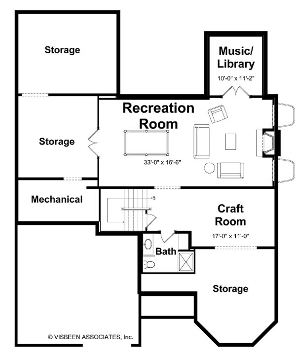House Plan Design - Traditional Floor Plan - Lower Floor Plan #928-70