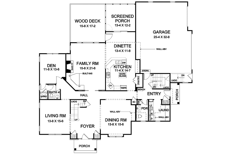 Home Plan - Floor Plan - Main Floor for Traditional House Plan #328-454 - 4 bed, 4.5 bath