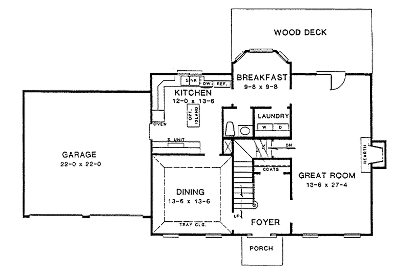 Home Plan - Floor Plan - Main Floor for Classical House Plan #10-271 - 3 bed, 2 bath
