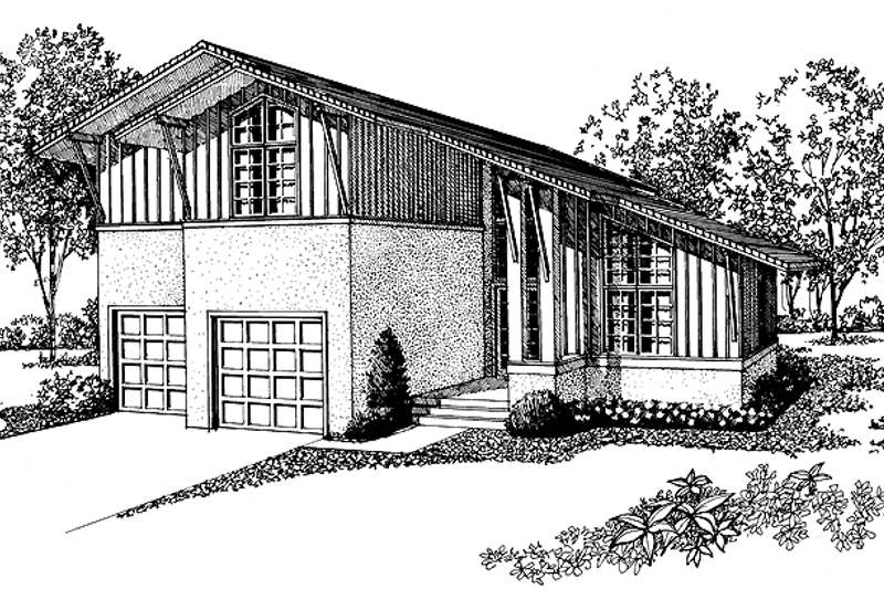 House Blueprint - Contemporary Exterior - Front Elevation Plan #72-904