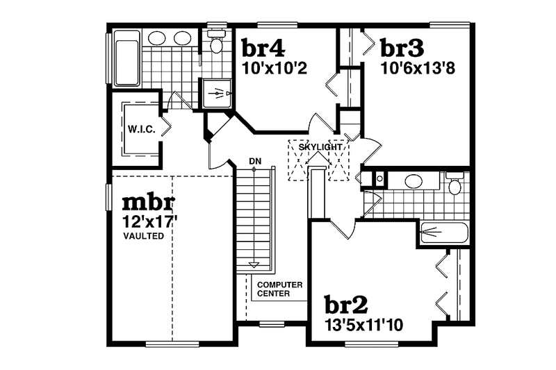 Home Plan - Floor Plan - Upper Floor for Craftsman House Plan #47-950 - 4 bed, 2.5 bath