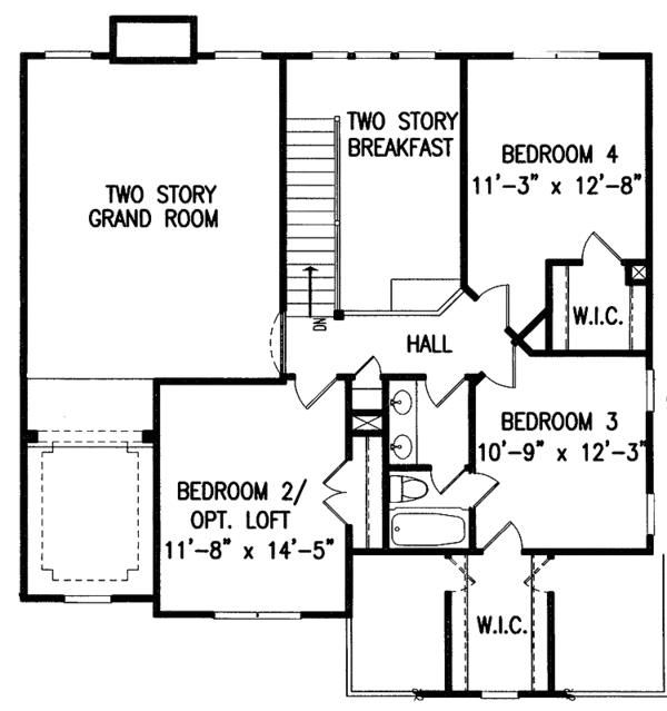 Architectural House Design - Traditional Floor Plan - Upper Floor Plan #54-221