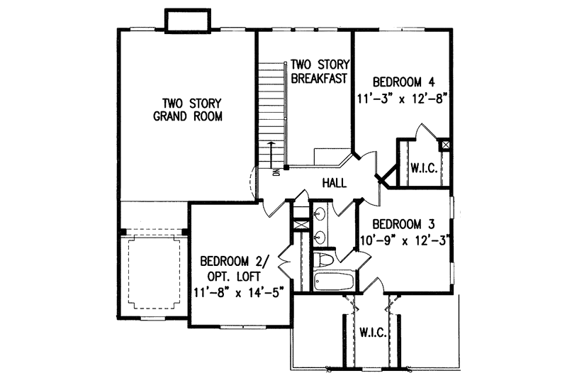 House Plan Design - Floor Plan - Upper Floor for Traditional House Plan #54-221 - 4 bed, 2.5 bath