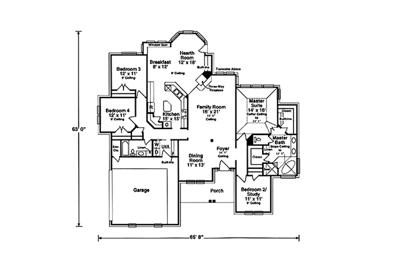Architectural House Design - Floor Plan - Main Floor for Country House Plan #974-39 - 3 bed, 2 bath