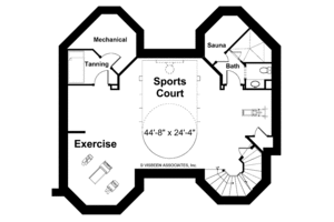 Floor Plan - Lower Floor for Prairie House Plan #928-62 - 4 bed, 4 bath