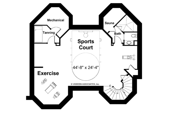 Floor Plan - Lower Floor for Prairie House Plan #928-62 - 4 bed, 4 bath
