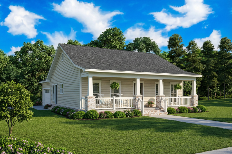 Cabin Style House Plan - 3 Beds 2 Baths 1248 Sq/Ft Plan #17-2216 Exterior