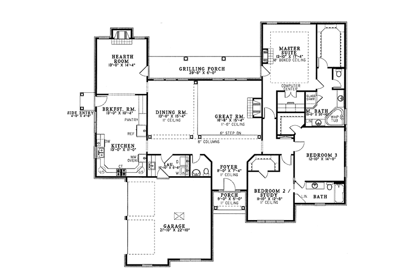 Home Plan - Floor Plan - Main Floor for Ranch House Plan #17-2744 - 3 bed, 2.5 bath