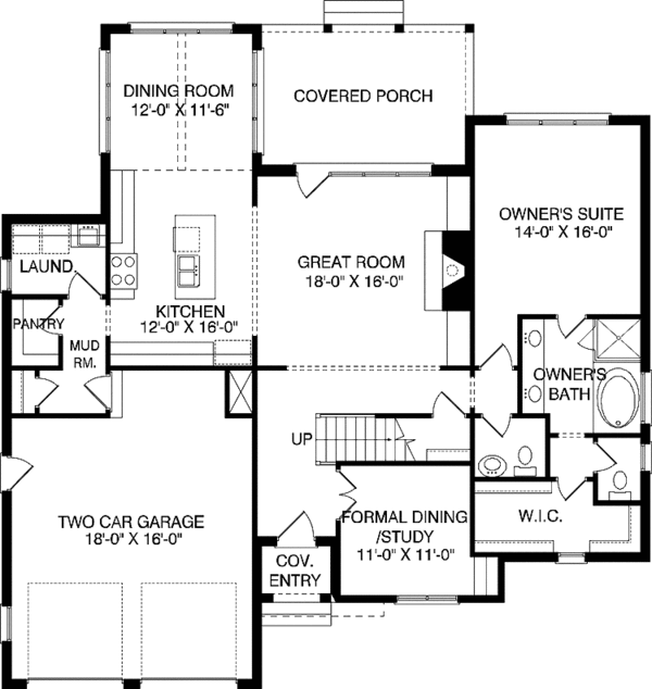 Architectural House Design - Tudor Floor Plan - Main Floor Plan #413-908