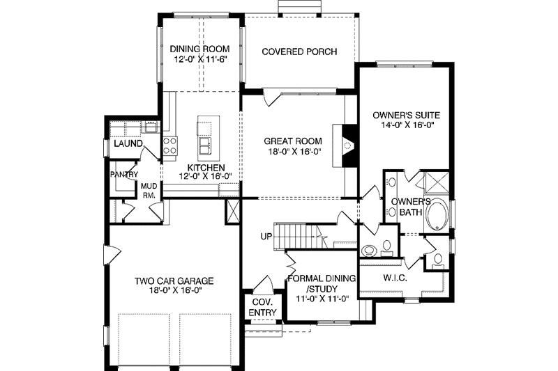 Home Plan - Floor Plan - Main Floor for Tudor House Plan #413-908 - 4 bed, 3.5 bath