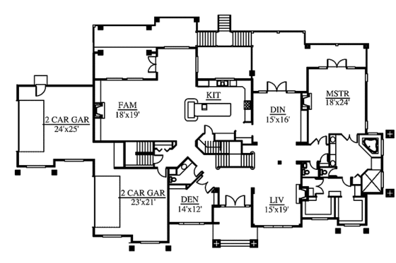 Floor Plan - Main Floor for Contemporary House Plan #951-2 - 4 bed, 4 bath