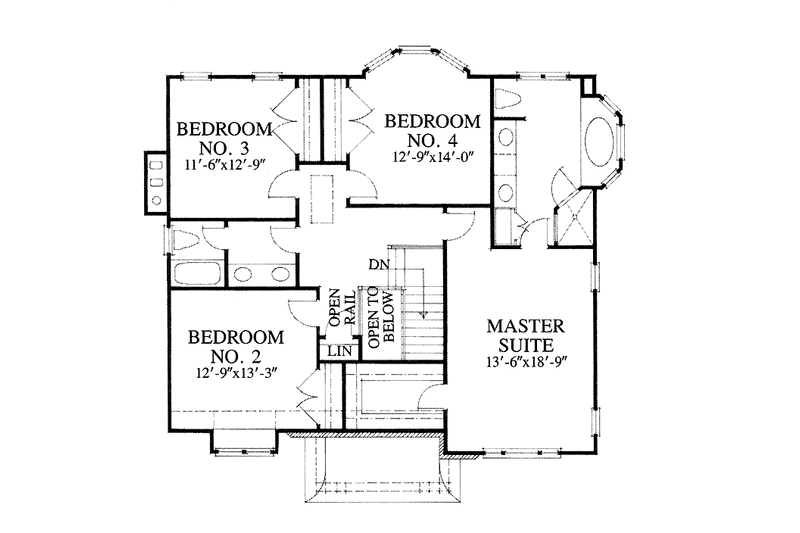 Architectural House Design - Floor Plan - Upper Floor for European House Plan #429-268 - 4 bed, 2.5 bath
