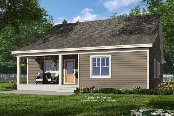 Exterior - Rear Elevation 2 for Bungalow House Plan #51-1399 - 3 bed, 2 bath