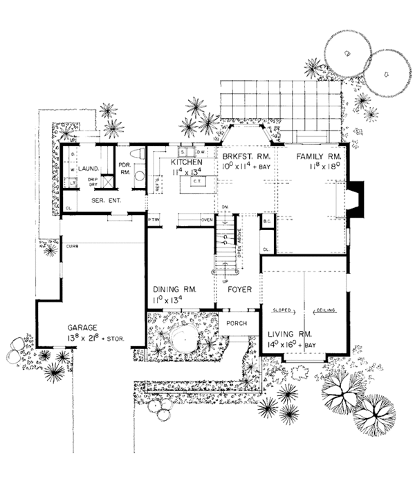 House Blueprint - Country Floor Plan - Main Floor Plan #72-877