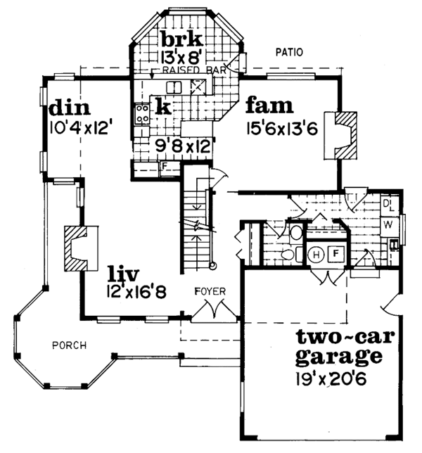 Architectural House Design - Victorian Floor Plan - Main Floor Plan #47-832