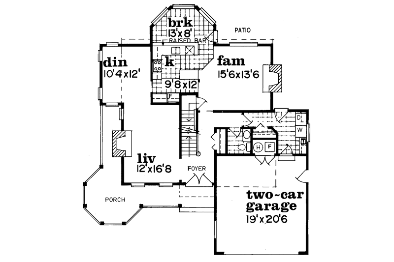 Architectural House Design - Floor Plan - Main Floor for Victorian House Plan #47-832 - 4 bed, 2.5 bath