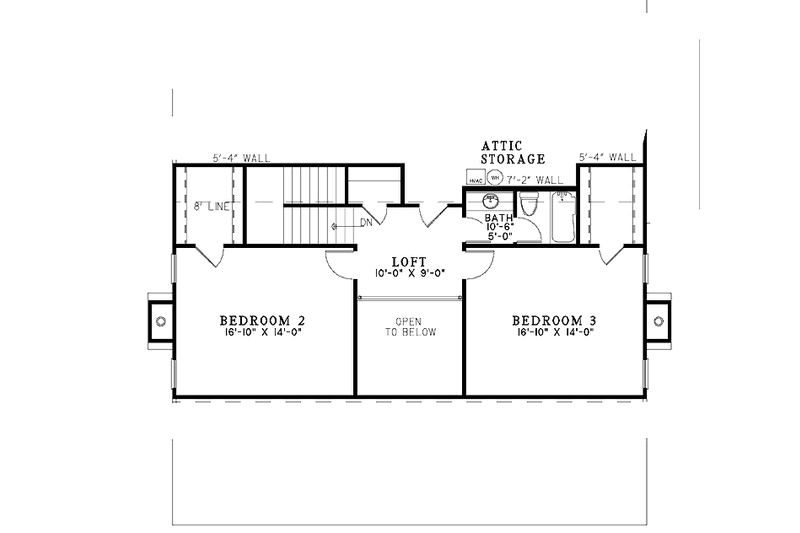 House Design - Floor Plan - Upper Floor for Country House Plan #17-3343 - 3 bed, 2.5 bath