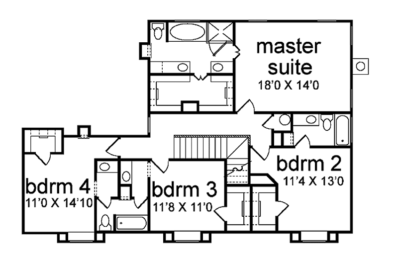 Home Plan - Floor Plan - Upper Floor for Country House Plan #84-699 - 4 bed, 3.5 bath