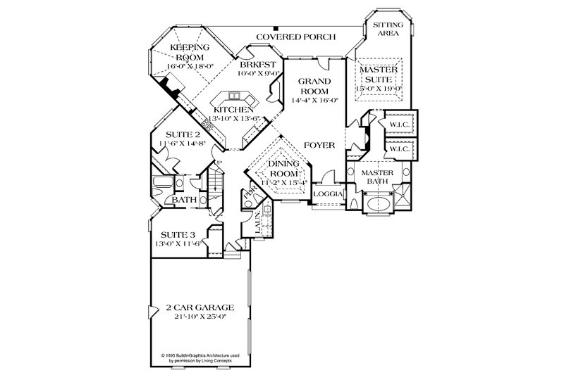 Home Plan - Floor Plan - Main Floor for Mediterranean House Plan #453-344 - 3 bed, 2.5 bath