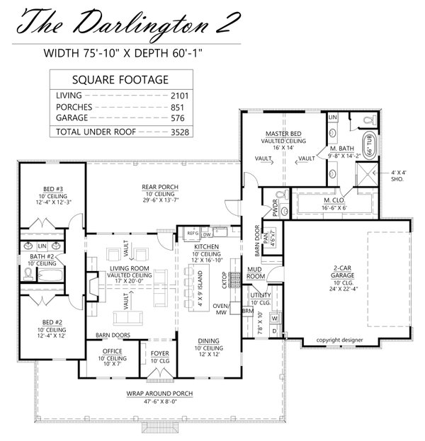 Architectural House Design - Farmhouse Floor Plan - Main Floor Plan #1074-112