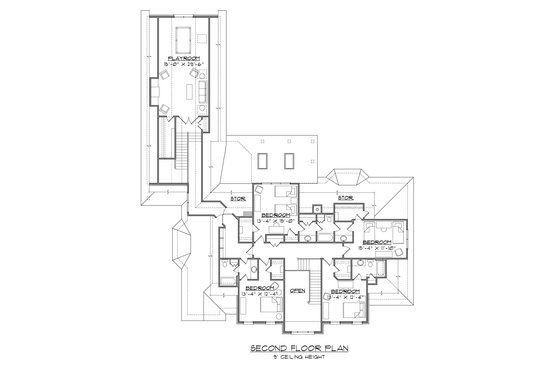 Floor Plan - Upper Floor for Traditional House Plan #1054-58 - 6 bed, 5.5 bath