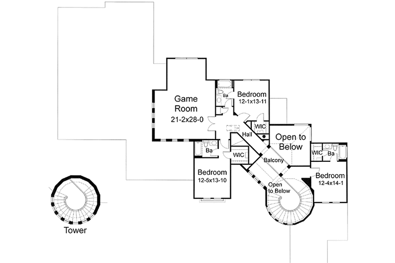 Dream House Plan - Floor Plan - Upper Floor for Mediterranean House Plan #120-218 - 5 bed, 6 bath