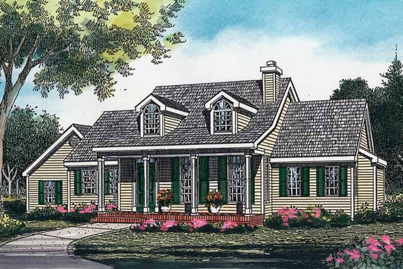 Architectural House Design - Country Exterior - Front Elevation Plan #456-55