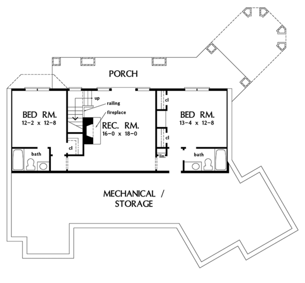 Craftsman Floor Plan - Lower Floor Plan #929-970