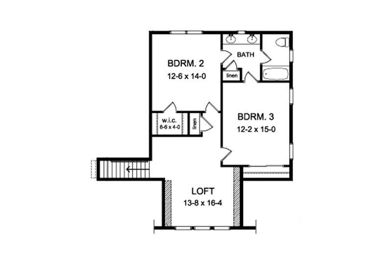 Home Plan - Floor Plan - Upper Floor for Craftsman House Plan #1010-161 - 3 bed, 2.5 bath