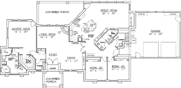 Architectural House Design - Traditional Floor Plan - Main Floor Plan #117-149