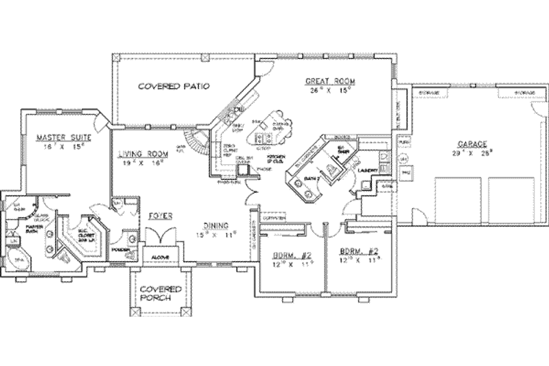 Architectural House Design - Floor Plan - Main Floor for Traditional House Plan #117-149 - 3 bed, 3 bath