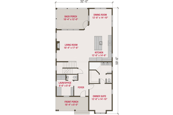 Floor Plan - Main Floor for Farmhouse House Plan #461-92 - 5 bed, 3.5 bath