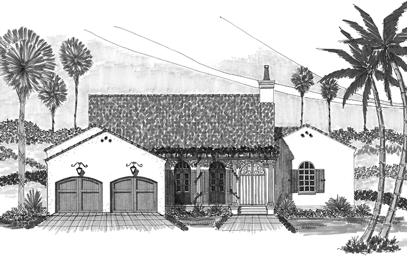 Architectural House Design - Mediterranean Exterior - Front Elevation Plan #76-125