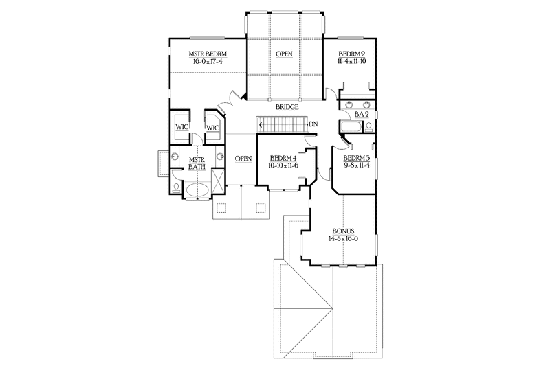 Dream House Plan - Floor Plan - Upper Floor for Craftsman House Plan #132-447 - 4 bed, 3 bath
